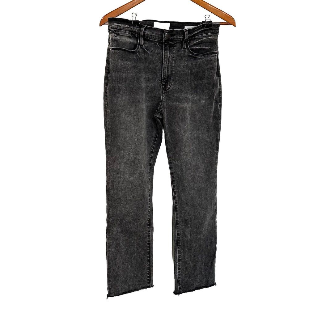 Frame Women's Jeans Dark Wash Gray Le High Straight Sz 30W Frayed Distressed